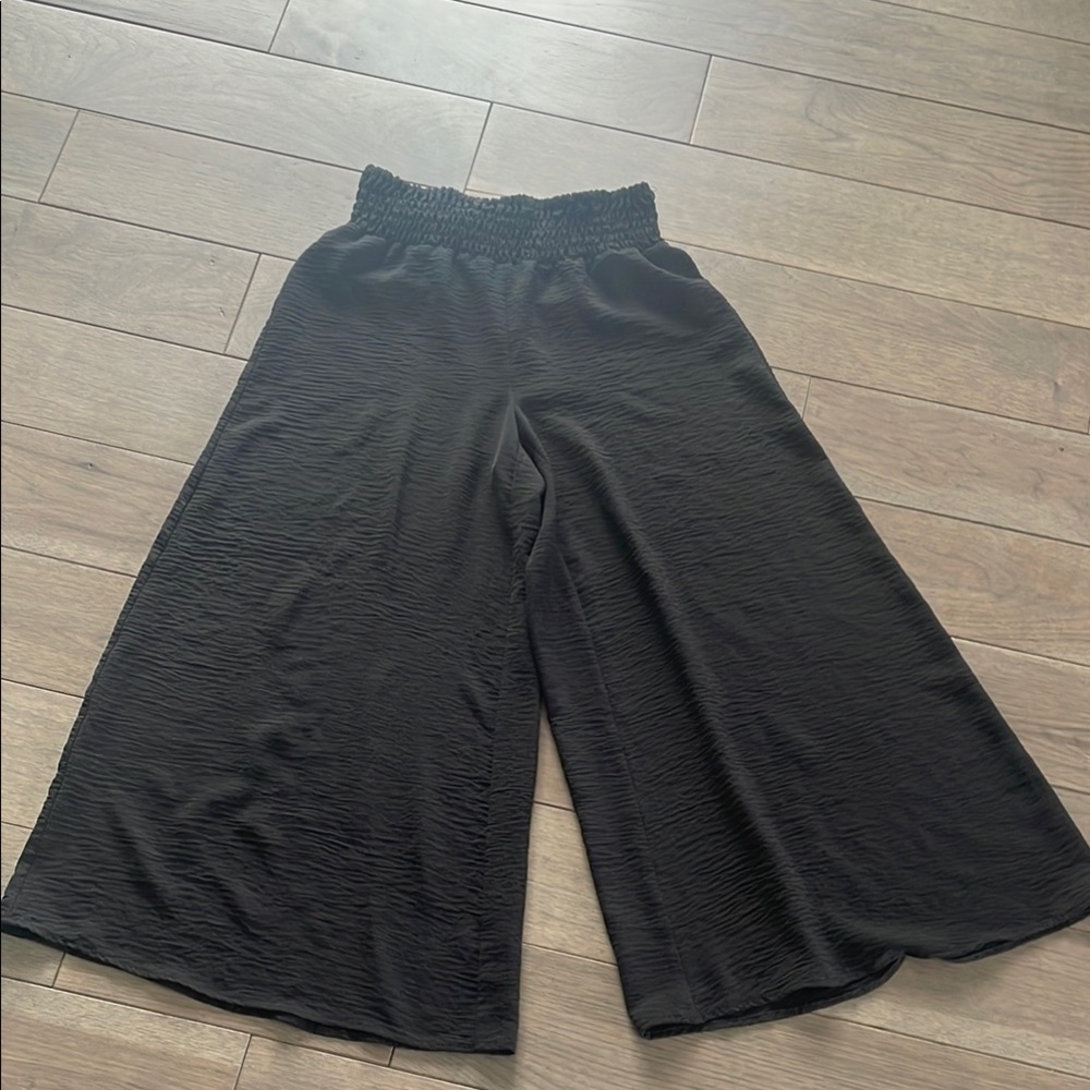 Sam Jess Womens Smocked-Waist  Black Wide Leg